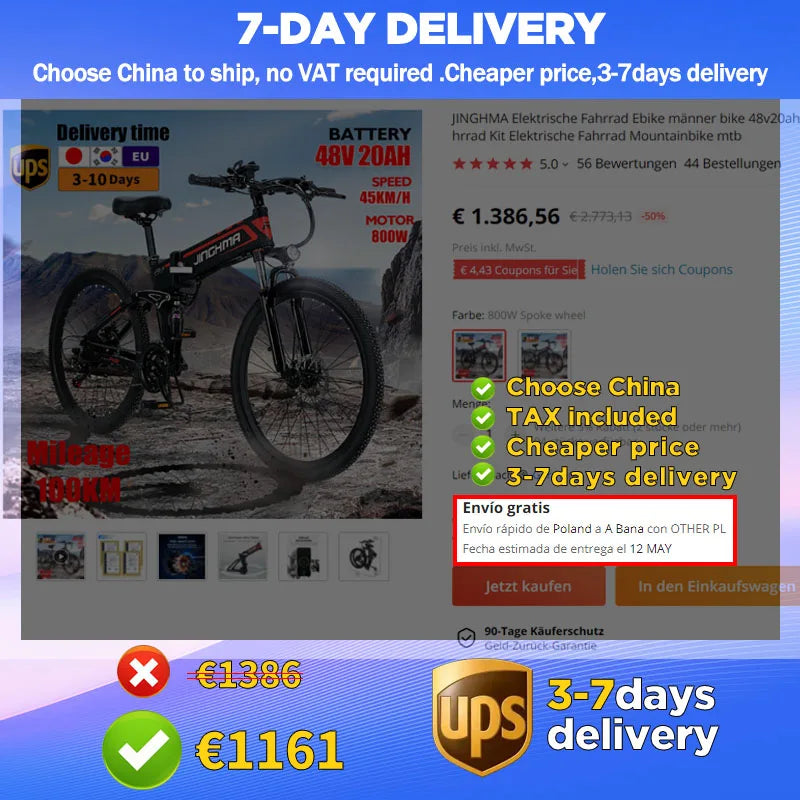 48V 20ah 250W/800W Lithium Battery Electric Bike Mountain 26inch