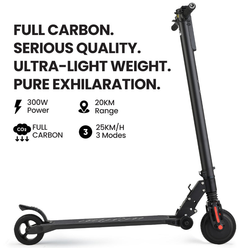 ALPHA Carbon Gen III Ultra-light 300W 10Ah Electric Scooter - Black/Red