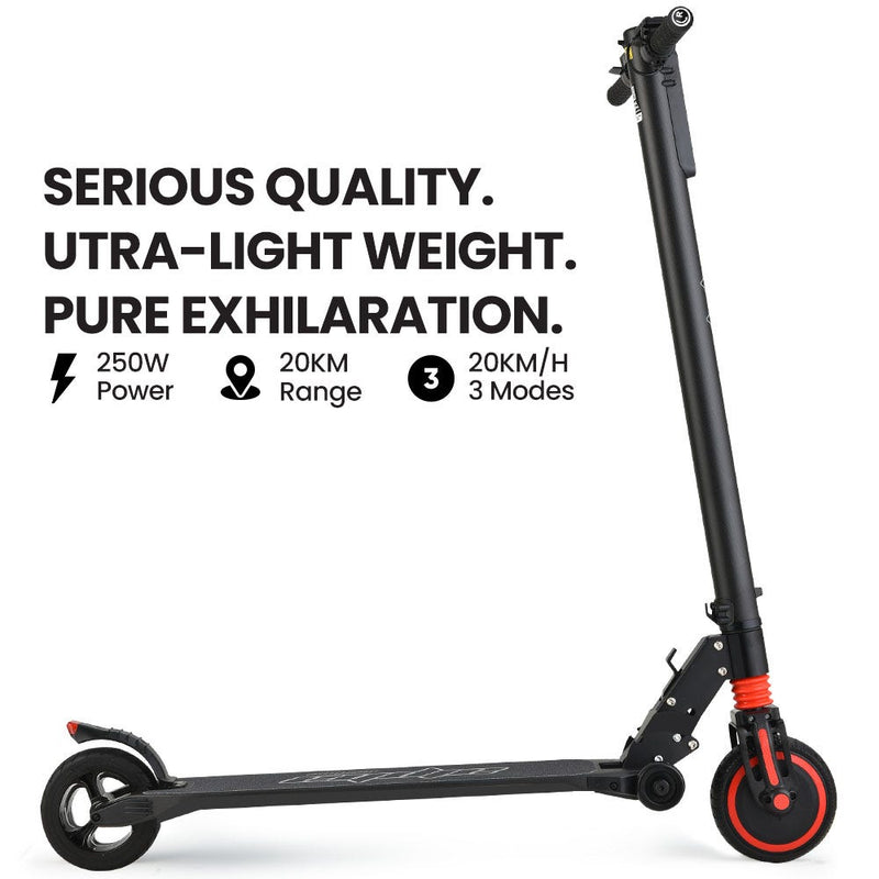 ALPHA Carbon Gen III 250W 10Ah Electric Scooter - Black/Red